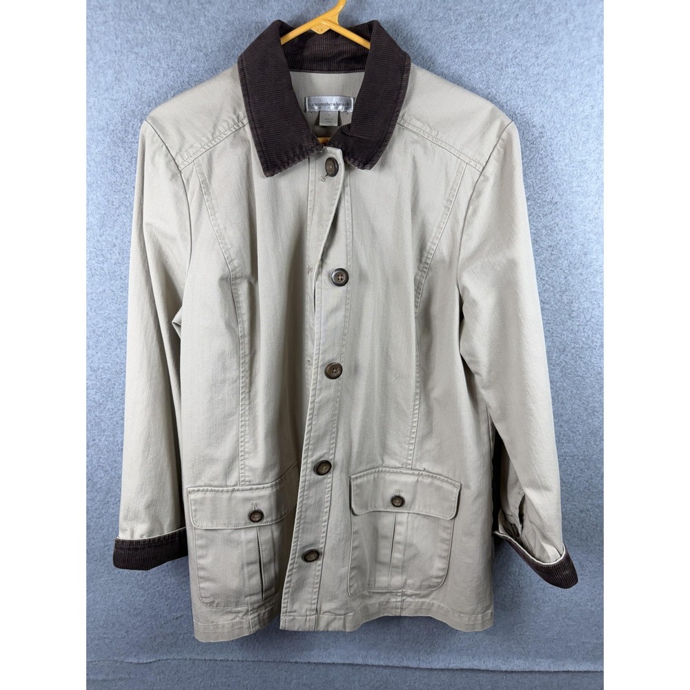 Christopher‎ & Banks Jacket Womens Large Beige Corduroy Collar Button Front